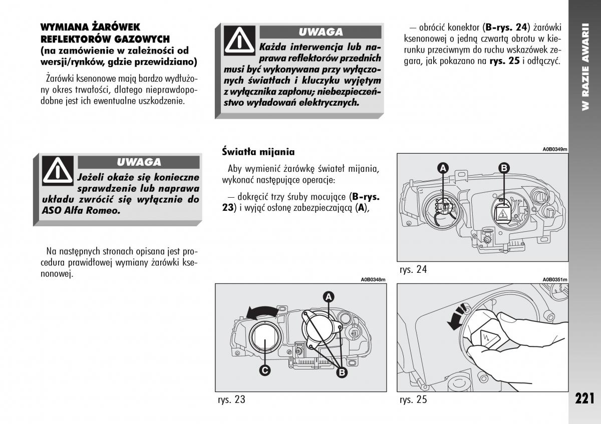 Alfa Romeo 156 instrukcja obslugi / page 223