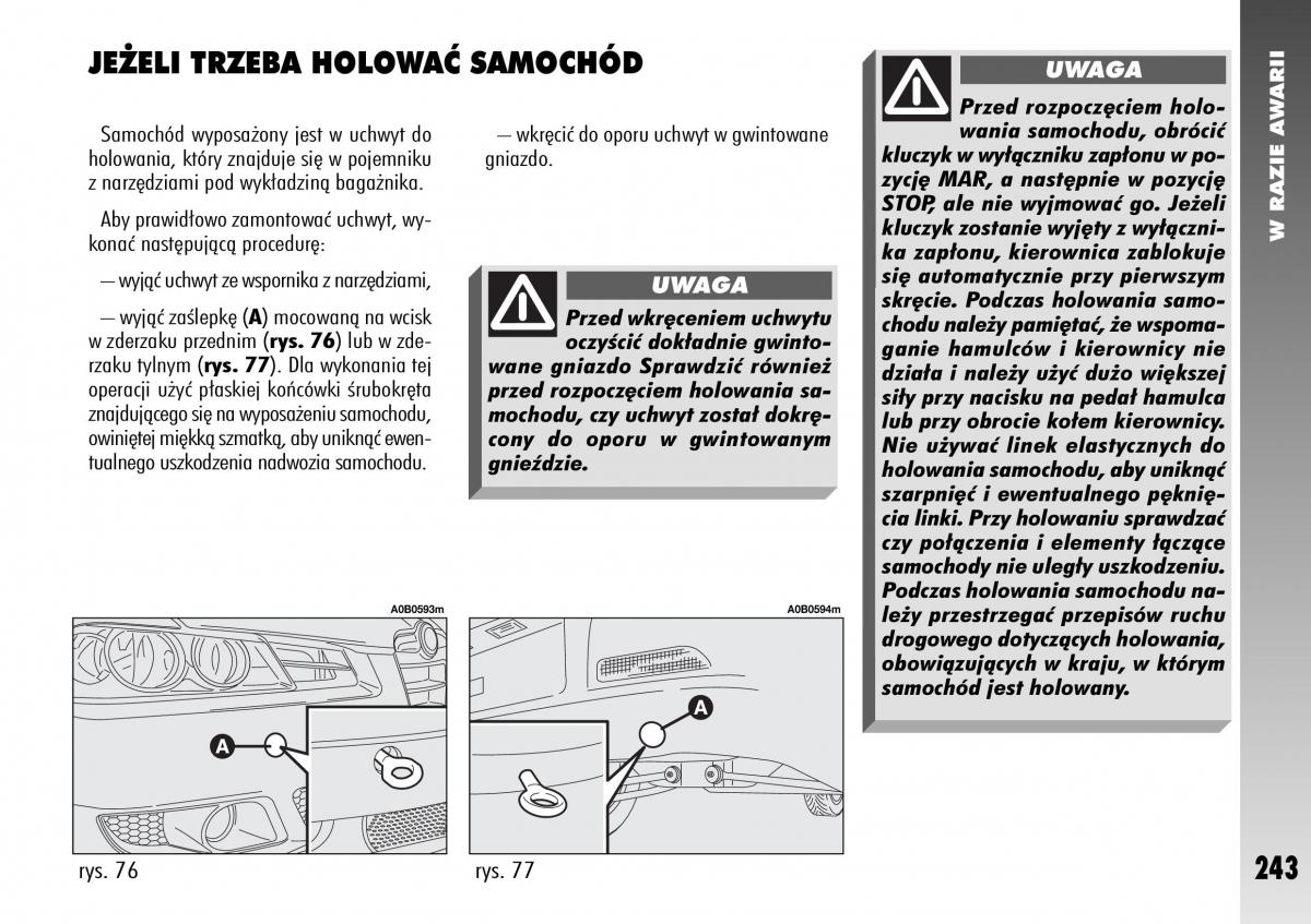 Alfa Romeo 156 instrukcja obslugi / page 245