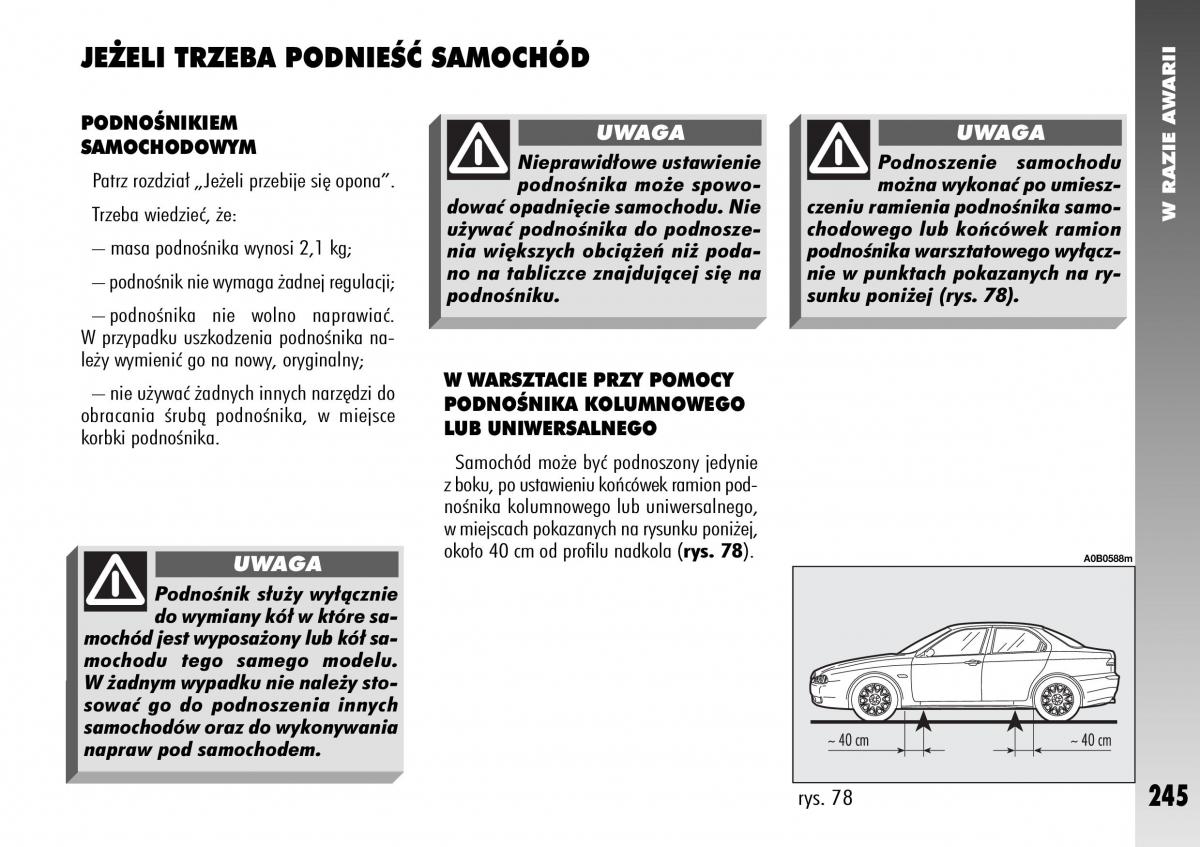 Alfa Romeo 156 instrukcja obslugi / page 247