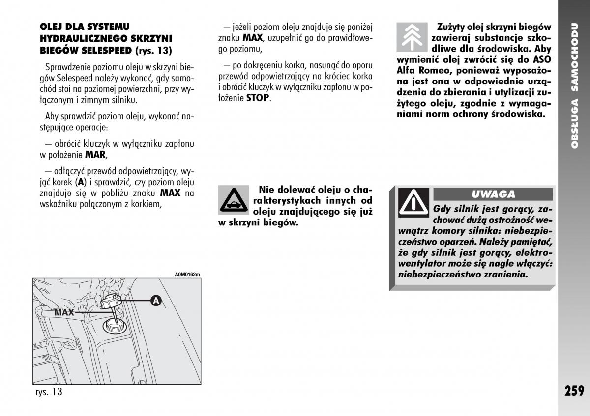 Alfa Romeo 156 instrukcja obslugi / page 261