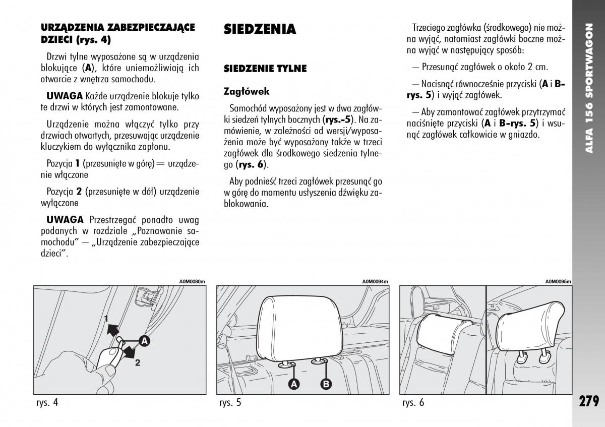 Alfa Romeo 156 instrukcja obslugi / page 281