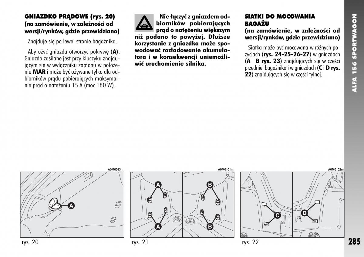 Alfa Romeo 156 instrukcja obslugi / page 287