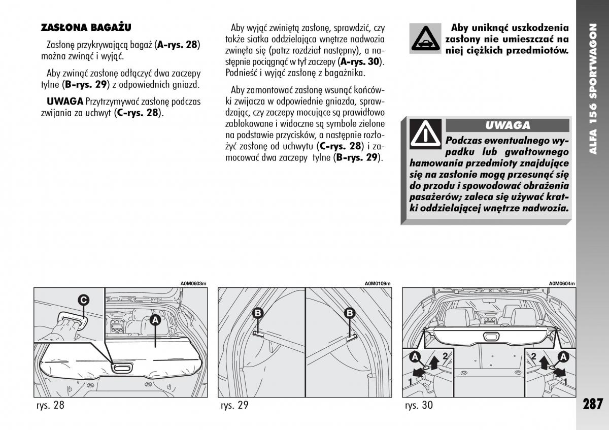 Alfa Romeo 156 instrukcja obslugi / page 289