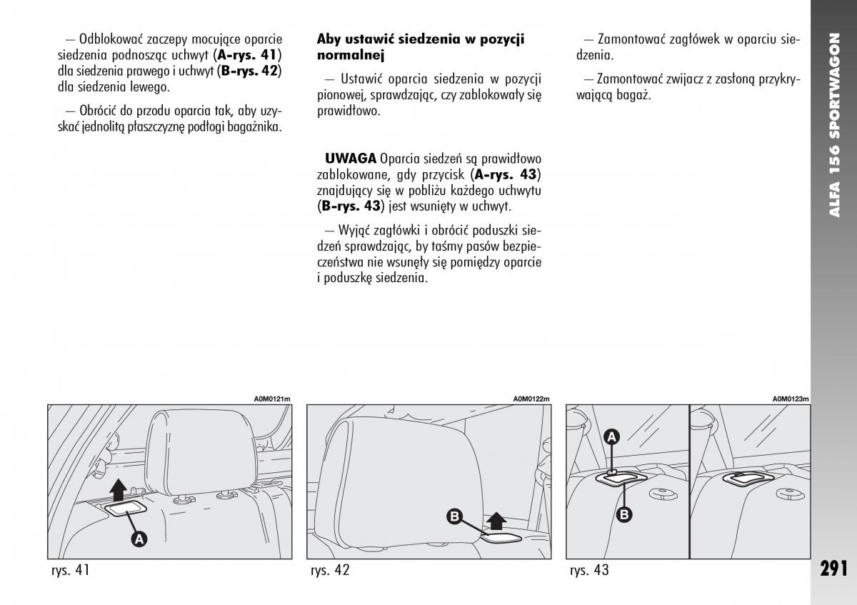 Alfa Romeo 156 instrukcja obslugi / page 293