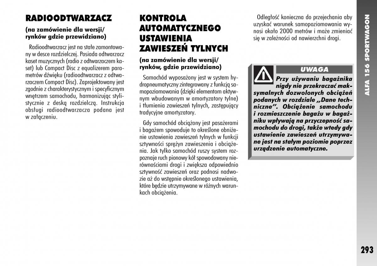 Alfa Romeo 156 instrukcja obslugi / page 295