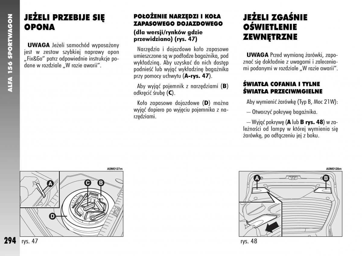 Alfa Romeo 156 instrukcja obslugi / page 296