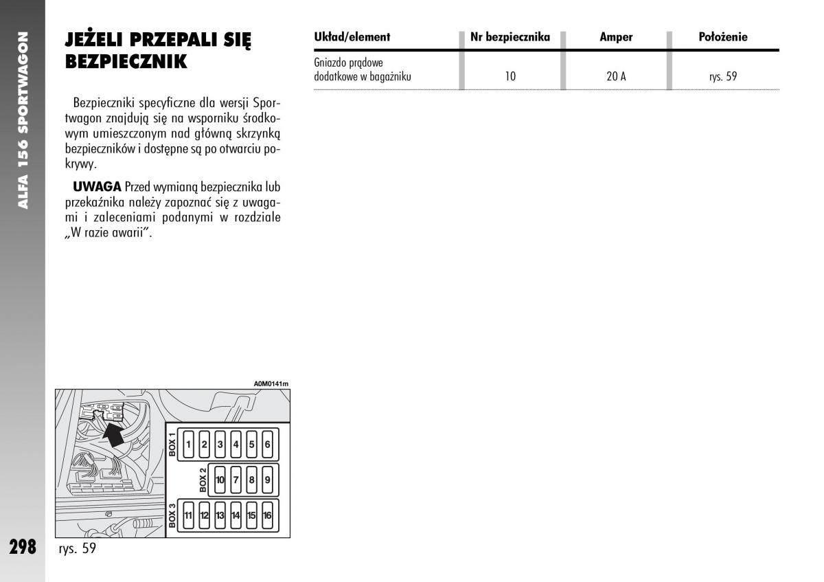 Alfa Romeo 156 instrukcja obslugi / page 300