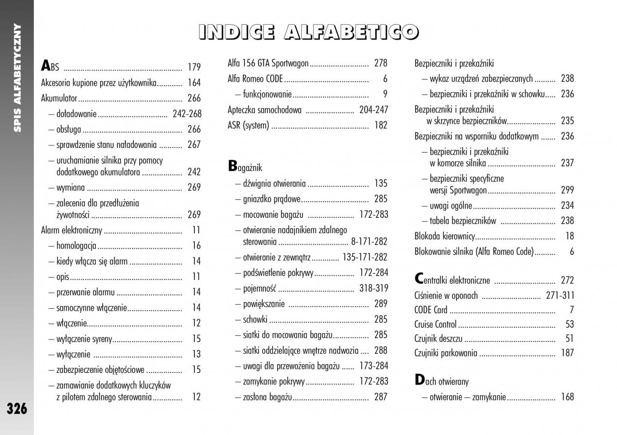 Alfa Romeo 156 instrukcja obslugi / page 328