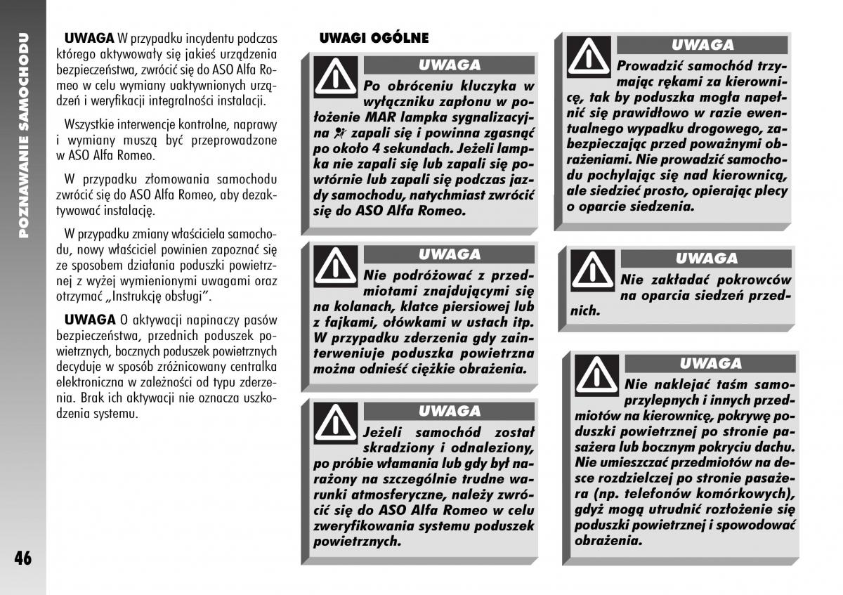 Alfa Romeo 156 instrukcja obslugi / page 48