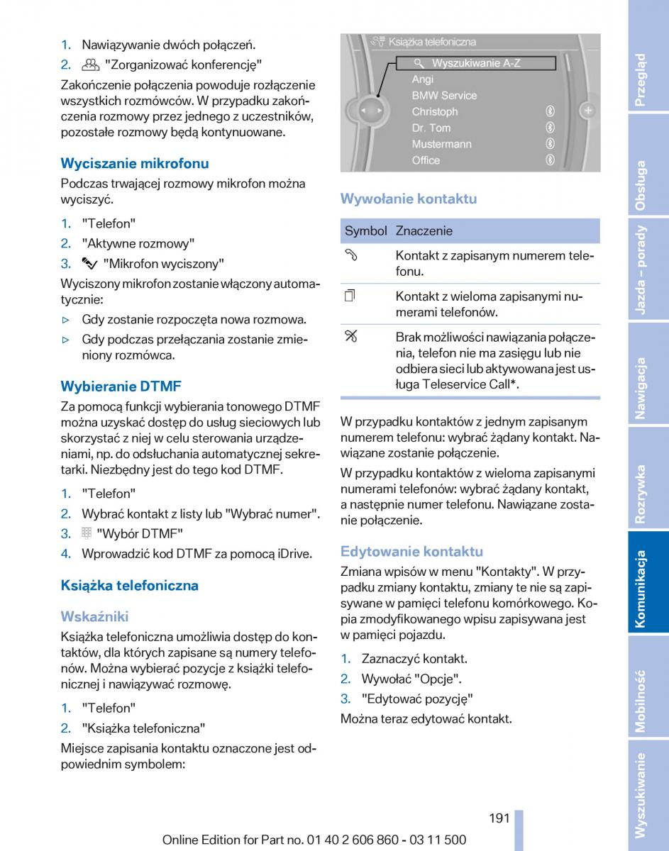 manual  BMW X1 E84 instrukcja / page 191