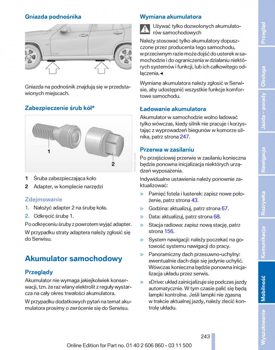 manual  BMW X1 E84 instrukcja / page 243