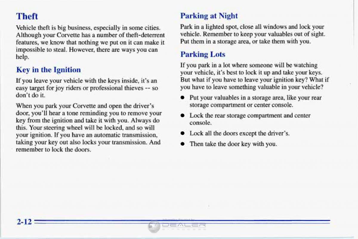 Chevrolet Corvette C4 owners manual / page 55