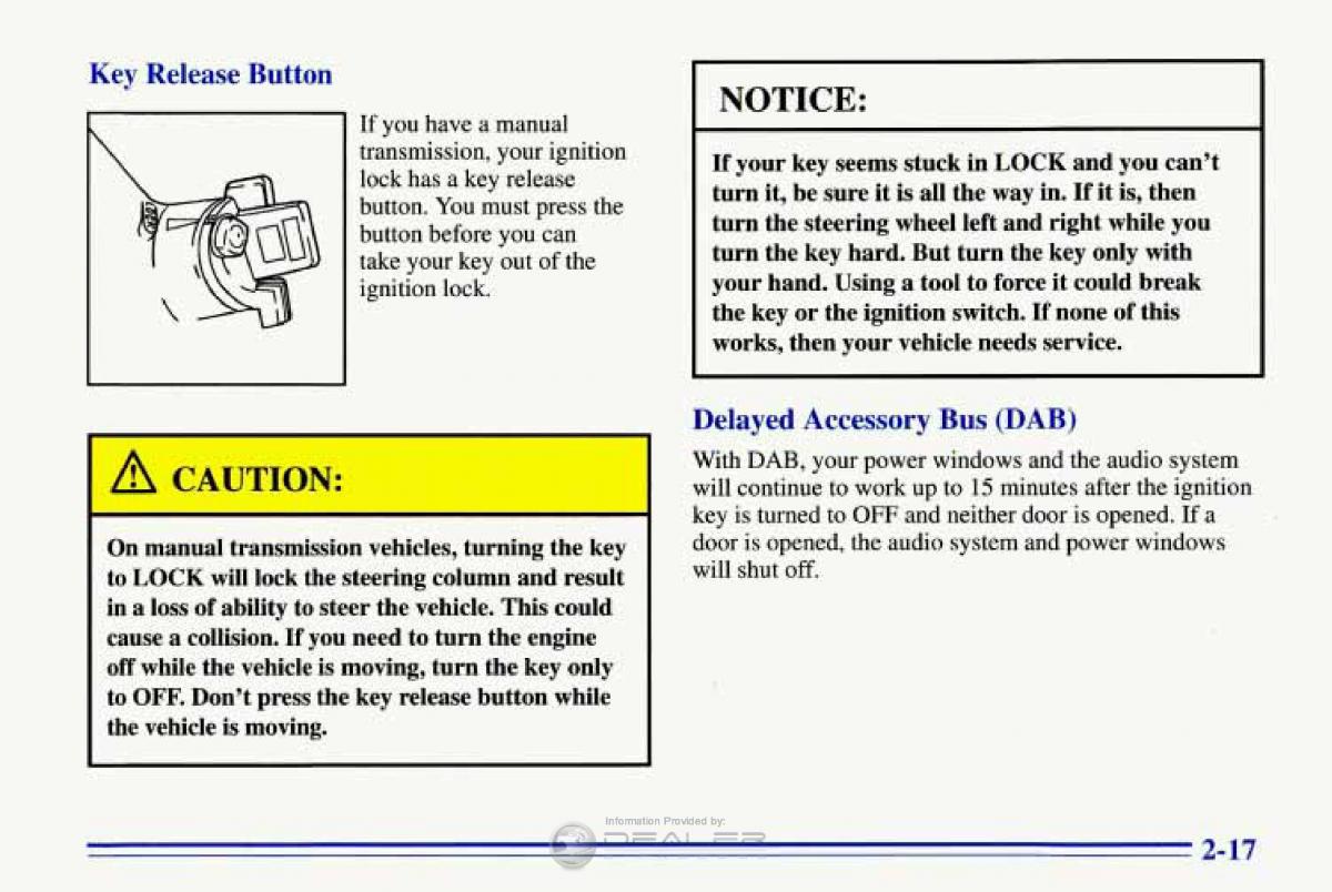 Chevrolet Corvette C4 owners manual / page 60