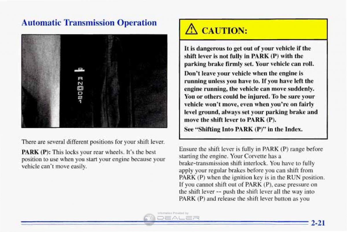 Chevrolet Corvette C4 owners manual / page 64