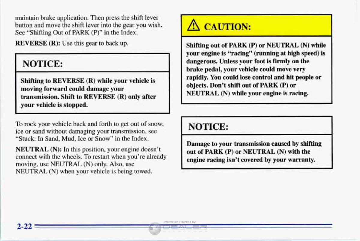 Chevrolet Corvette C4 owners manual / page 65