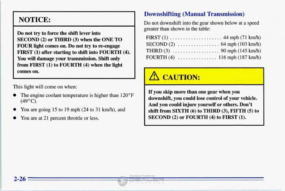 Chevrolet Corvette C4 owners manual / page 69