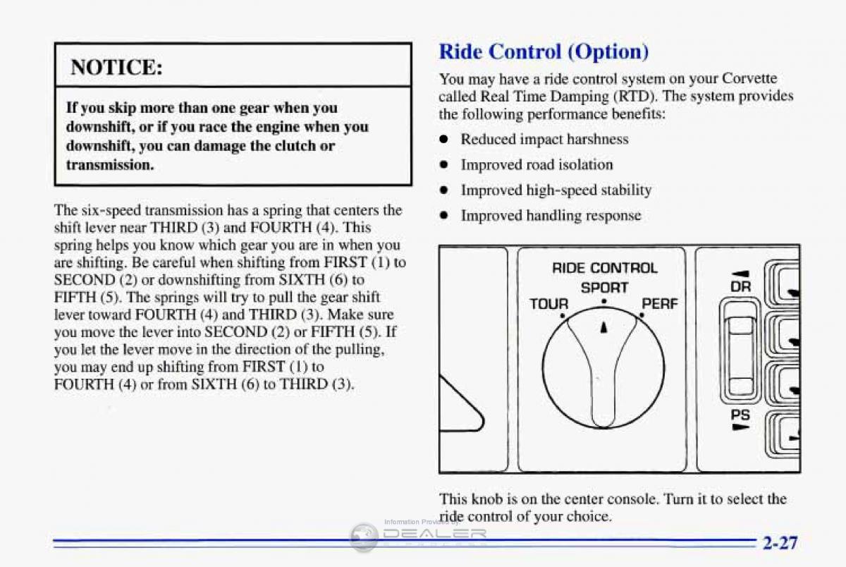 Chevrolet Corvette C4 owners manual / page 70