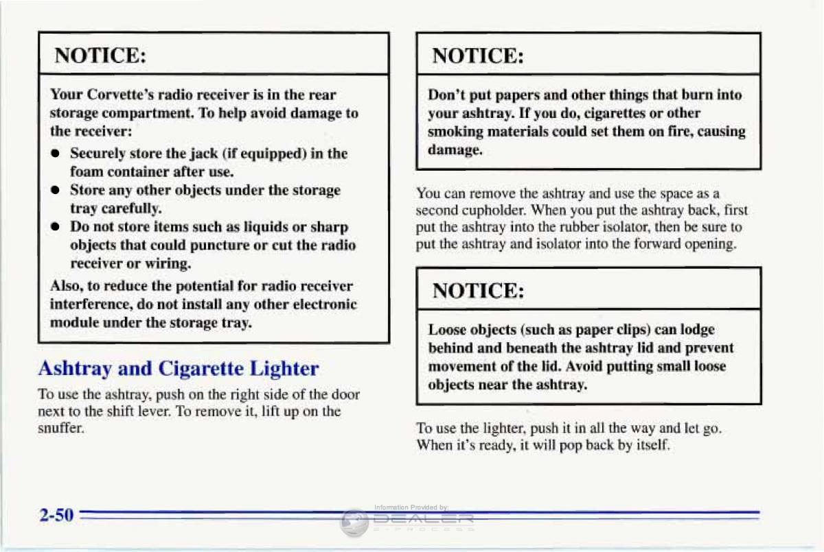 Chevrolet Corvette C4 owners manual / page 93