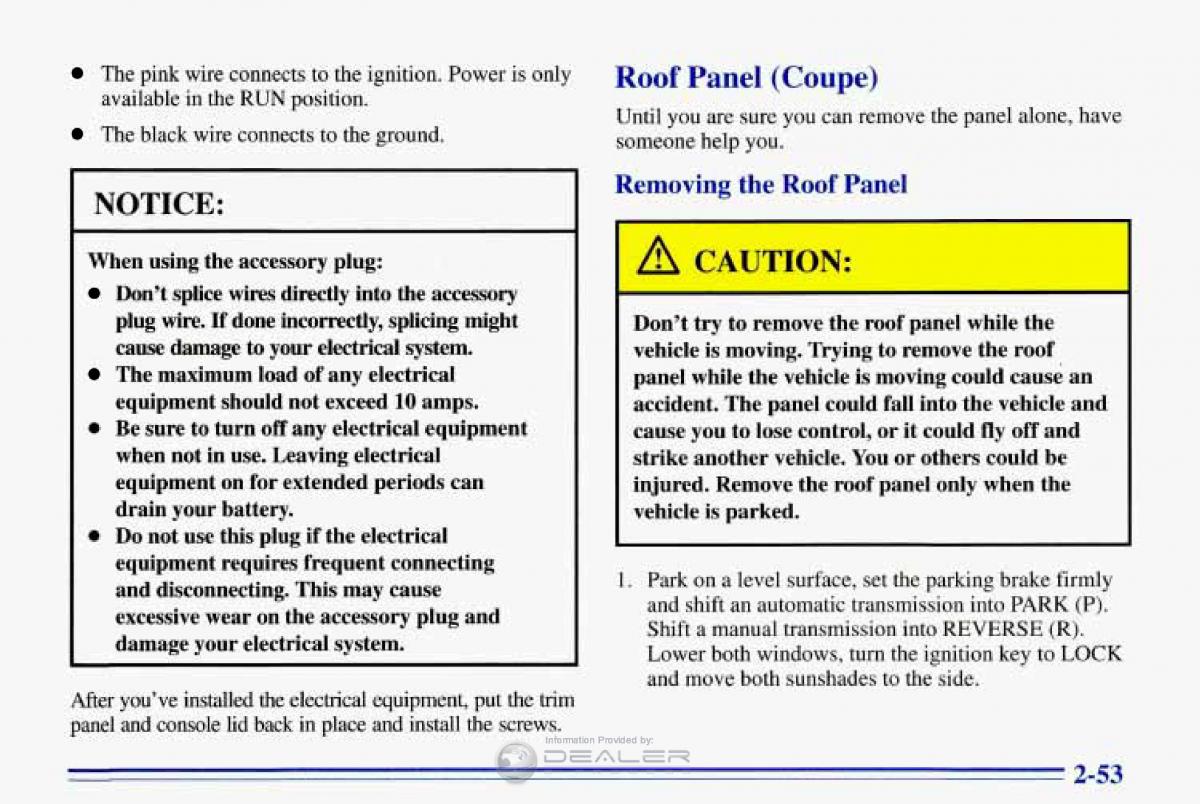 Chevrolet Corvette C4 owners manual / page 96