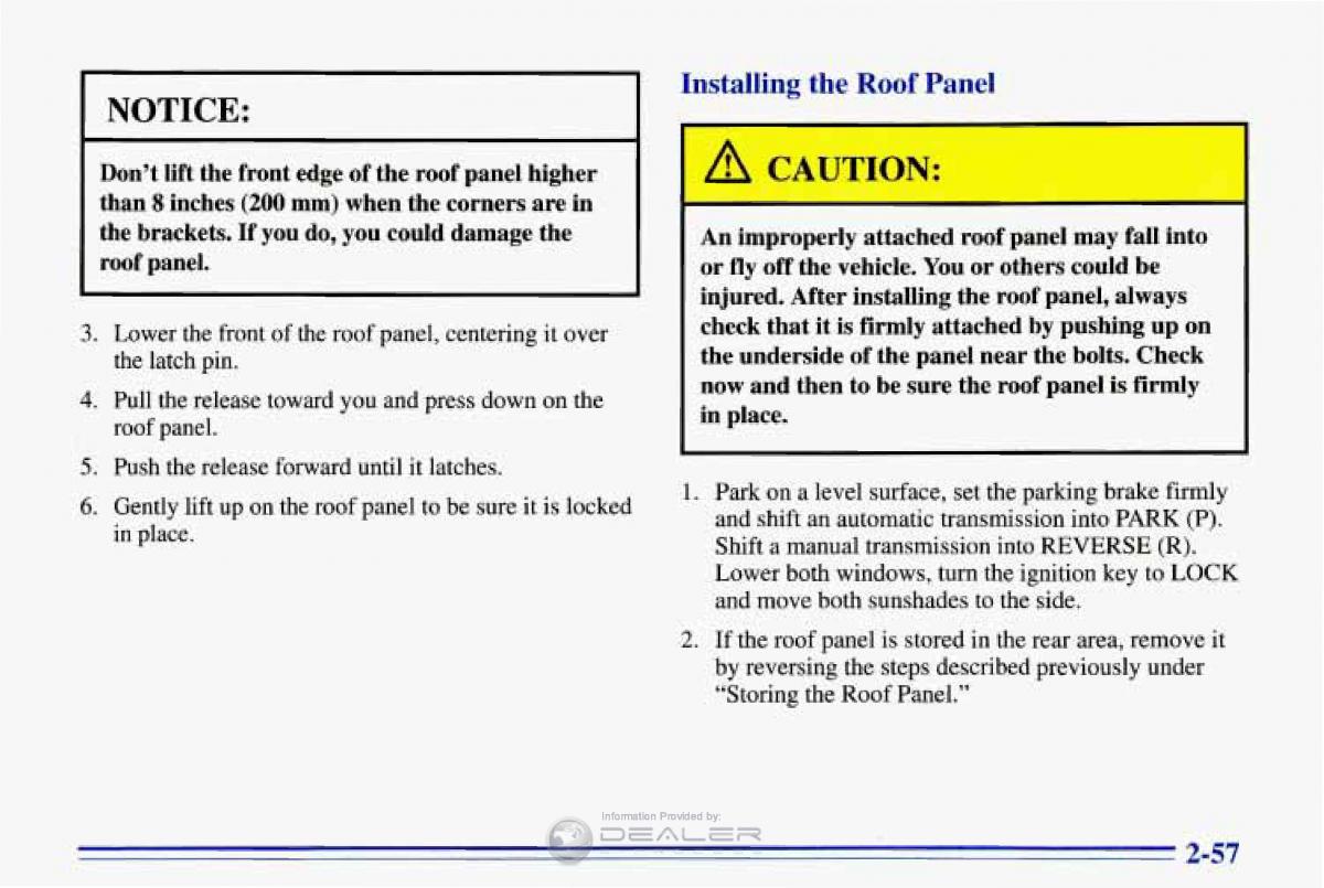 Chevrolet Corvette C4 owners manual / page 100