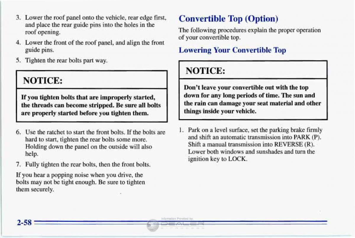 Chevrolet Corvette C4 owners manual / page 101