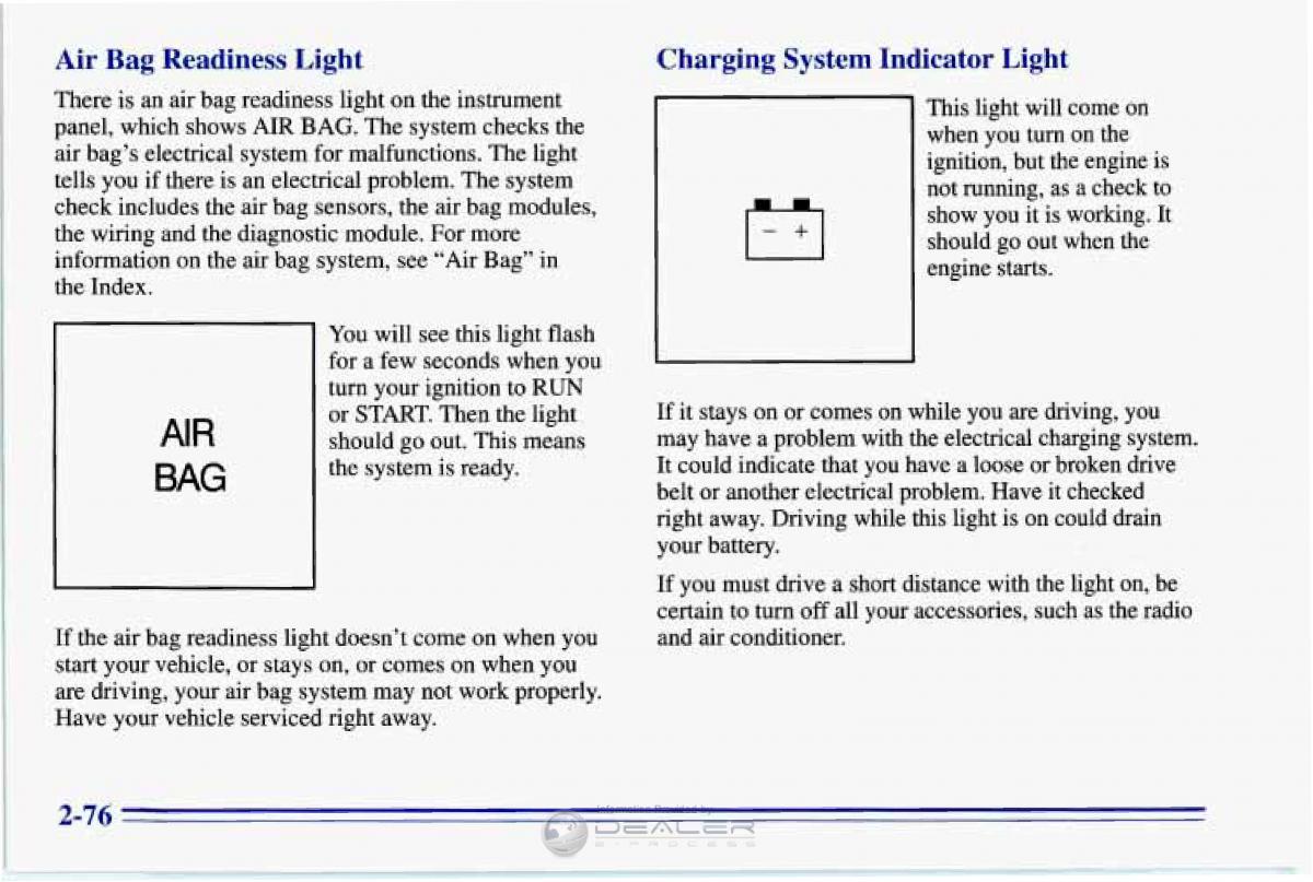 Chevrolet Corvette C4 owners manual / page 119