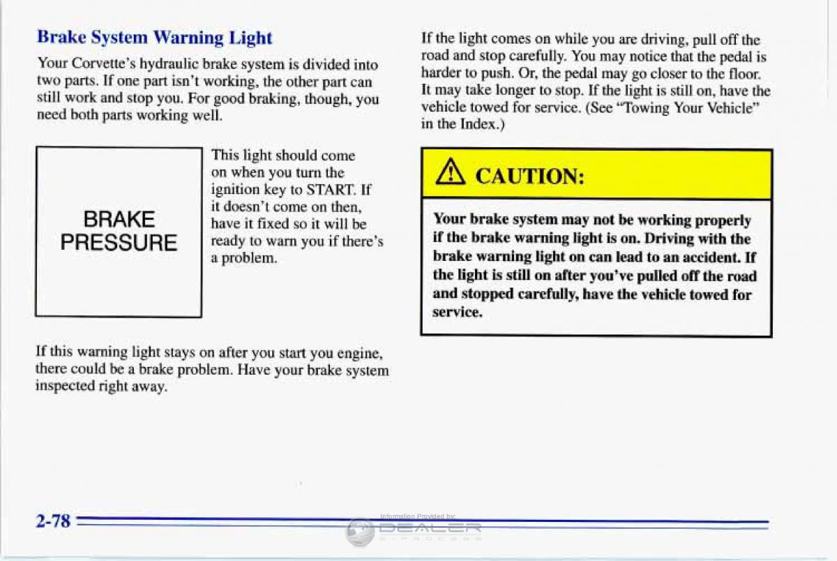 Chevrolet Corvette C4 owners manual / page 121