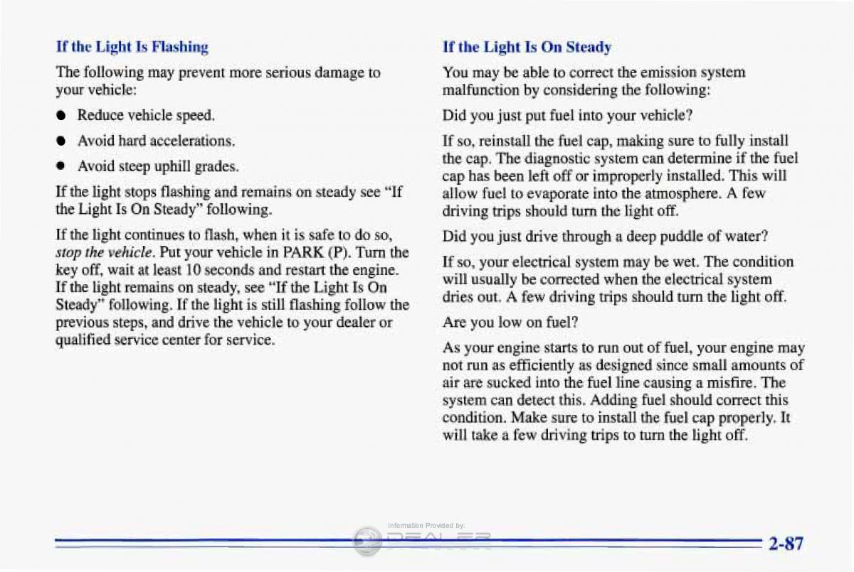 Chevrolet Corvette C4 owners manual / page 130