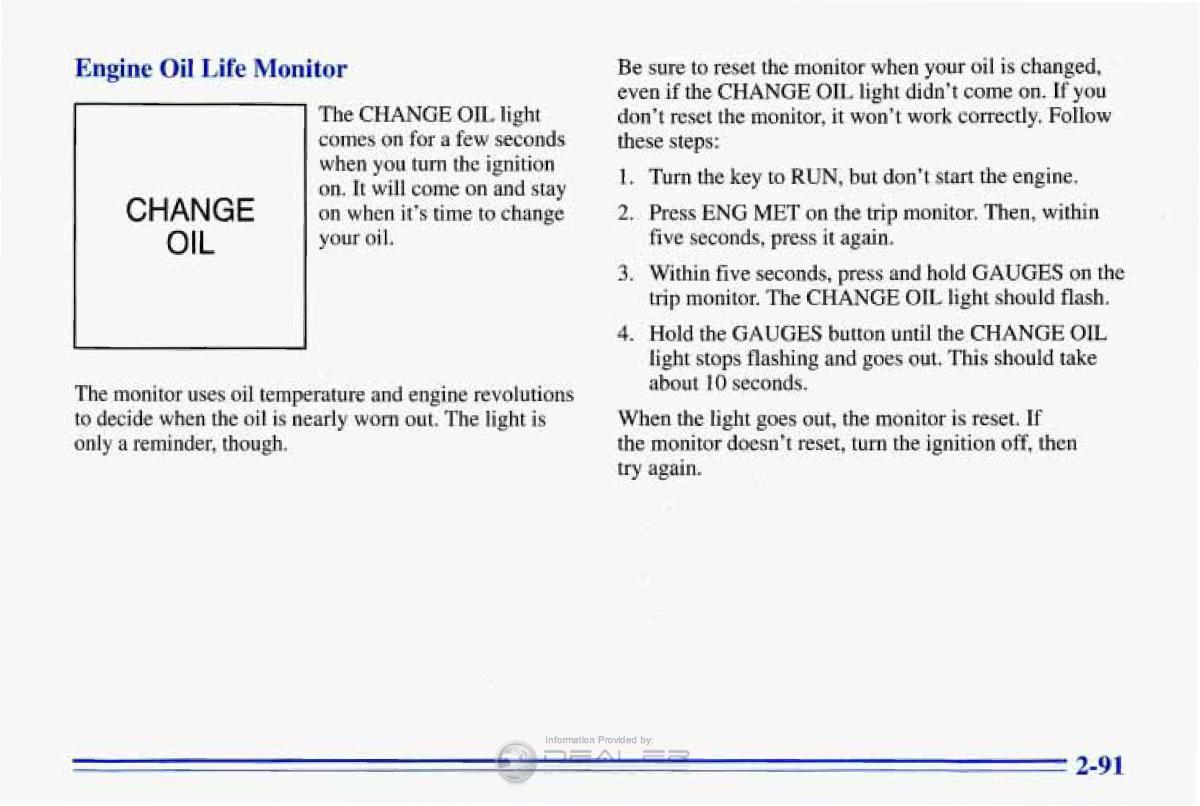 Chevrolet Corvette C4 owners manual / page 134