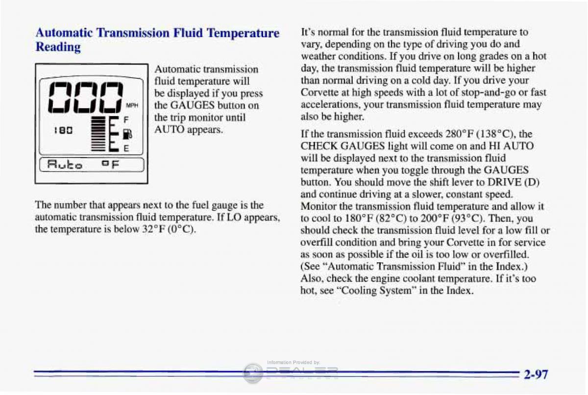 Chevrolet Corvette C4 owners manual / page 140