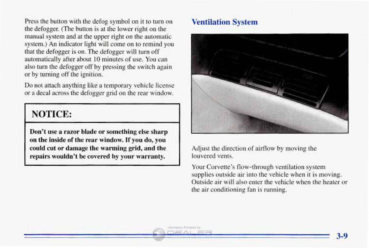 Chevrolet Corvette C4 owners manual / page 150