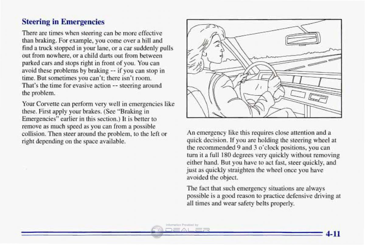 Chevrolet Corvette C4 owners manual / page 172