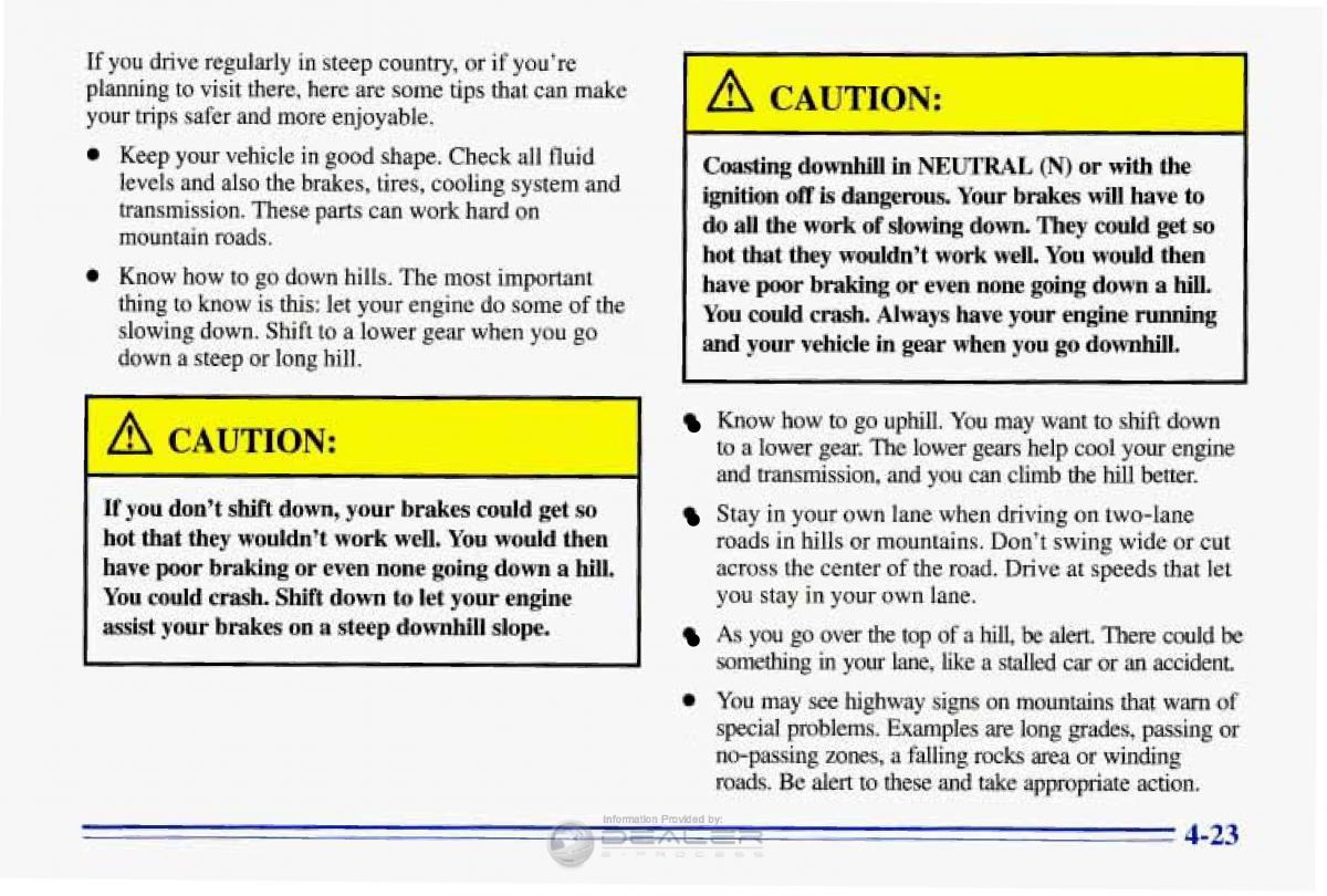 Chevrolet Corvette C4 owners manual / page 184