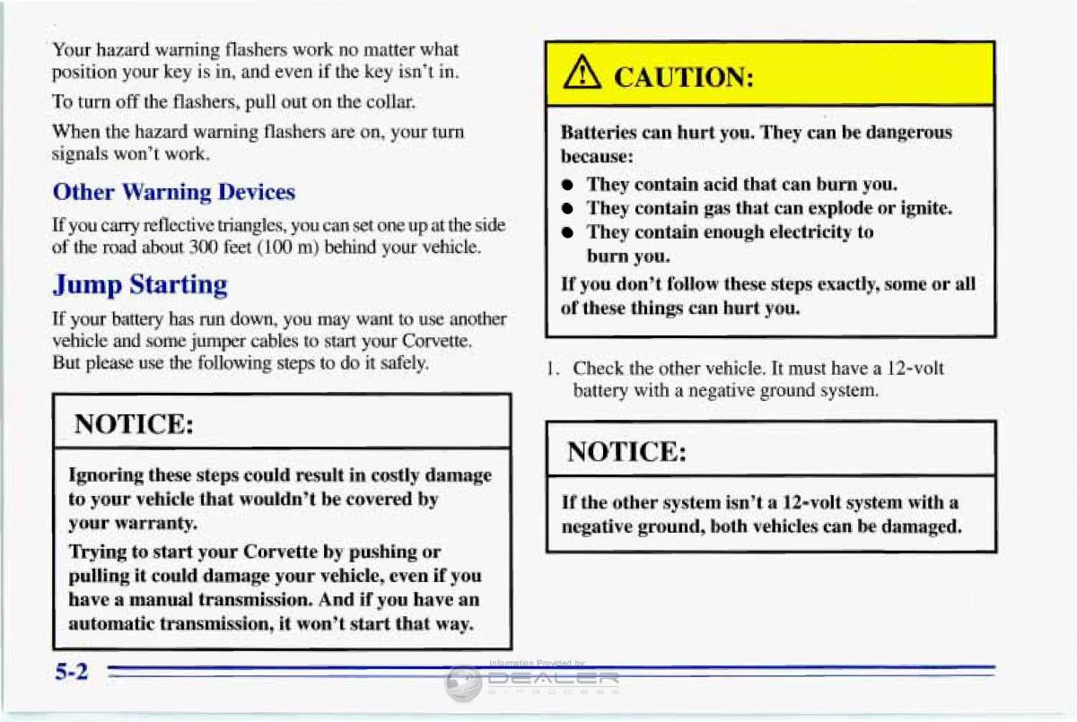 Chevrolet Corvette C4 owners manual / page 193