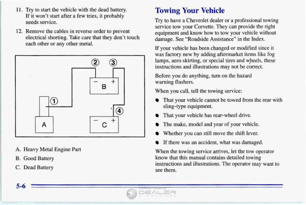 Chevrolet Corvette C4 owners manual / page 197