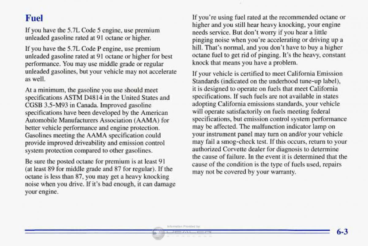 Chevrolet Corvette C4 owners manual / page 234