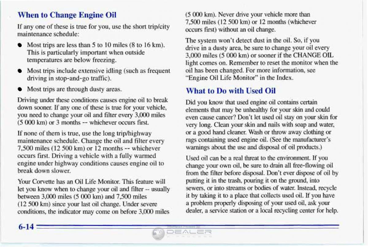 Chevrolet Corvette C4 owners manual / page 245