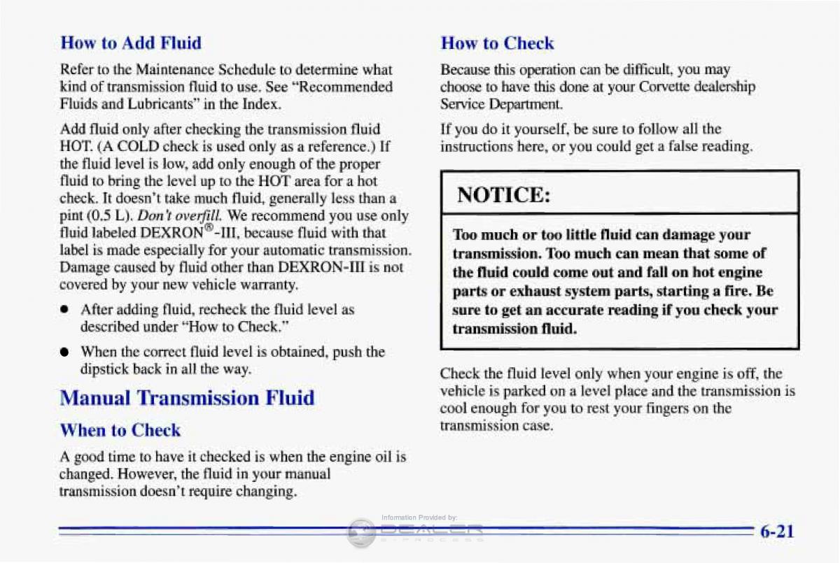 Chevrolet Corvette C4 owners manual / page 252