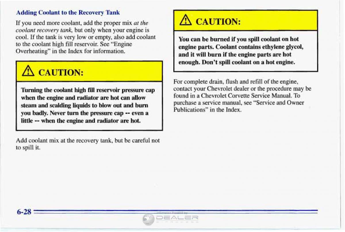 Chevrolet Corvette C4 owners manual / page 259