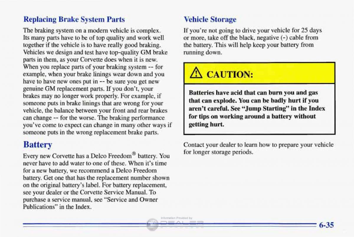 Chevrolet Corvette C4 owners manual / page 266