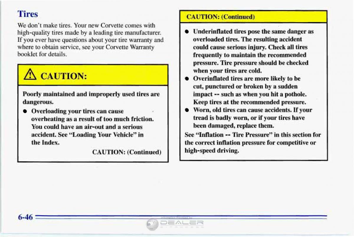 Chevrolet Corvette C4 owners manual / page 277