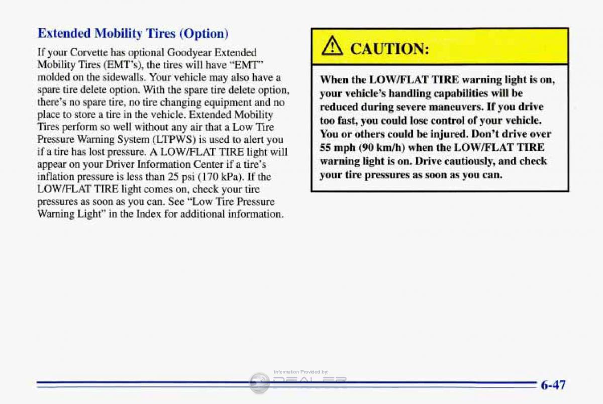 Chevrolet Corvette C4 owners manual / page 278