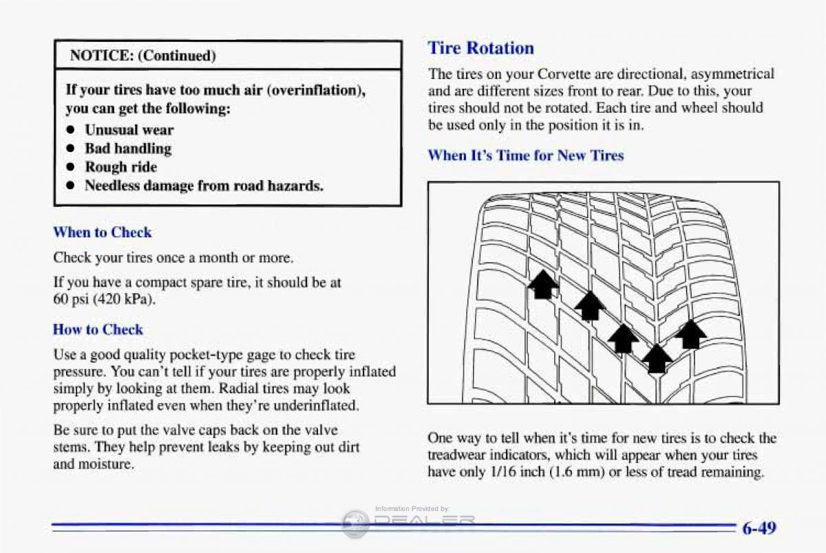 Chevrolet Corvette C4 owners manual / page 280