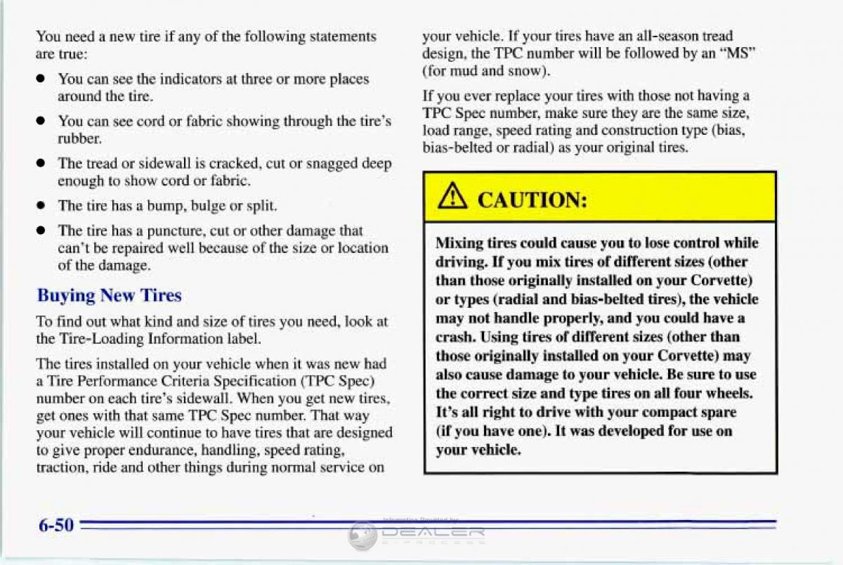 Chevrolet Corvette C4 owners manual / page 281