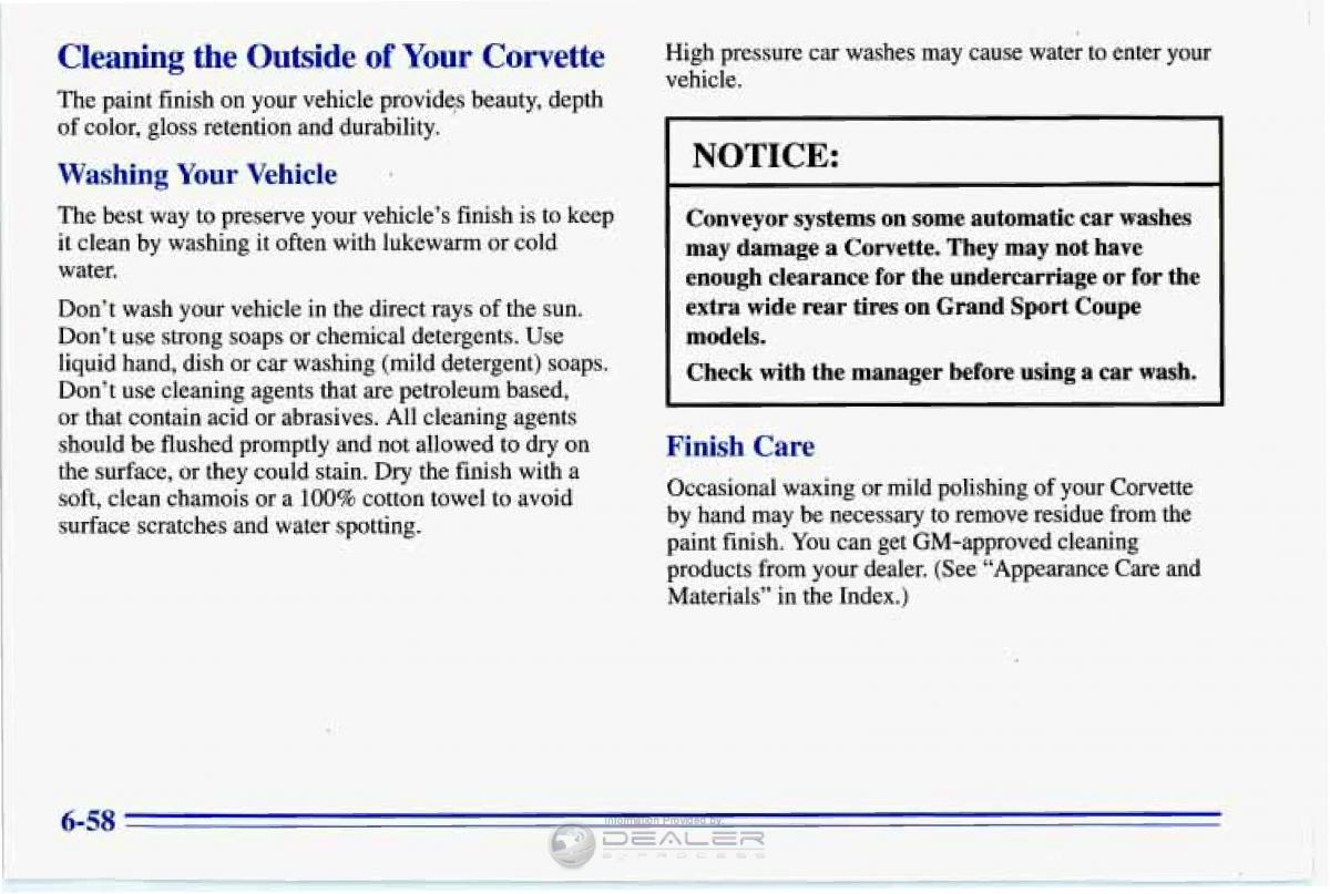 Chevrolet Corvette C4 owners manual / page 289