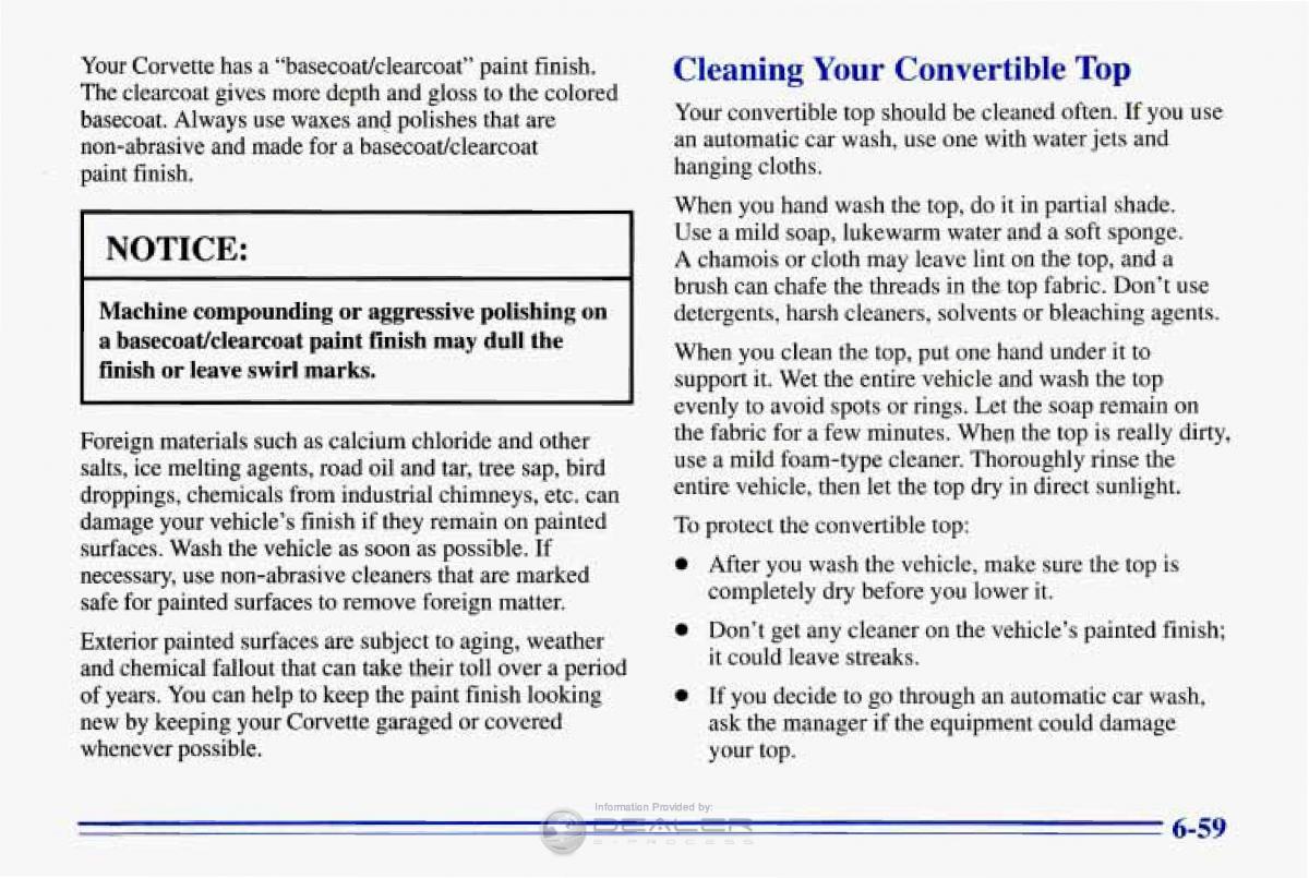 Chevrolet Corvette C4 owners manual / page 290