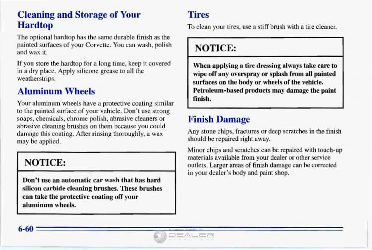 Chevrolet Corvette C4 owners manual / page 291