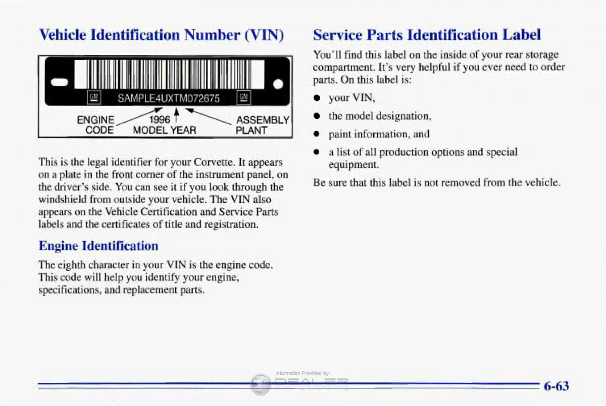 Chevrolet Corvette C4 owners manual / page 294