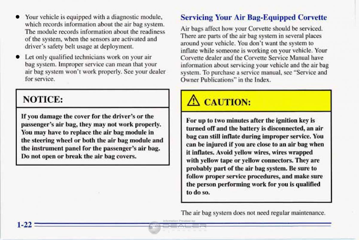 Chevrolet Corvette C4 owners manual / page 33