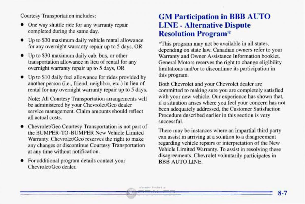 Chevrolet Corvette C4 owners manual / page 368